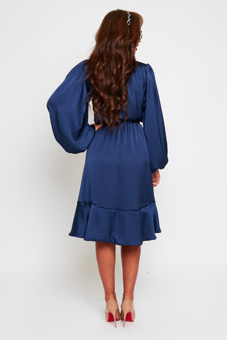 Maya Wrap Style Dress With Frilled Hem