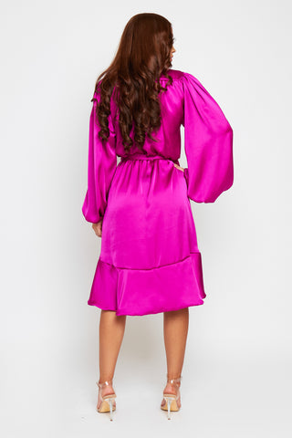 Maya Wrap Style Dress With Frilled Hem