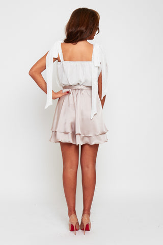 Cassie tie shoulder contrast satin dress