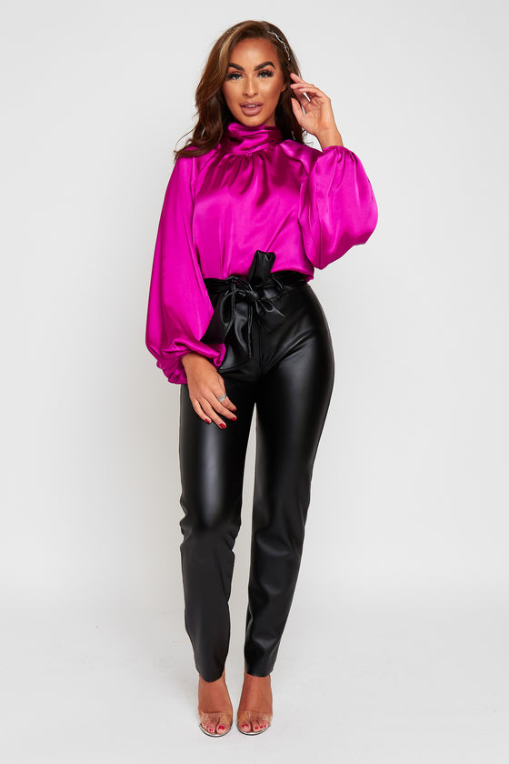 Nina Tie Neck Blouse With Oversized Sleeves