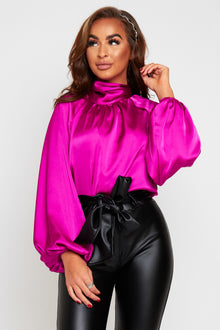 Nina Tie Neck Blouse With Oversized Sleeves