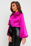 Nina Tie Neck Blouse With Oversized Sleeves