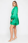 SALE Madison emerald silk feel layered dress with belt SIZE 10