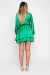 SALE Madison emerald silk feel layered dress with belt SIZE 10