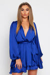 Madison silk feel layered dress with belt