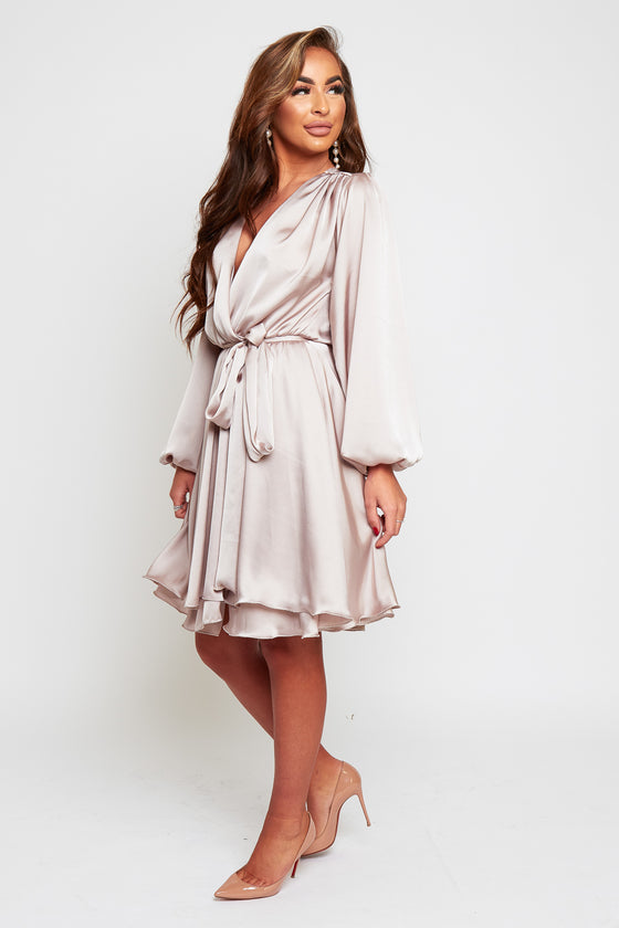 MADISON Midi Length Mink Oversized Sleeve Floaty Dress