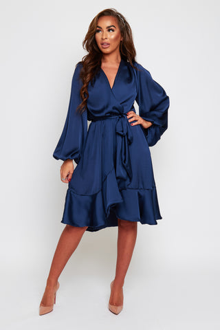 Maya Wrap Style Dress With Frilled Hem
