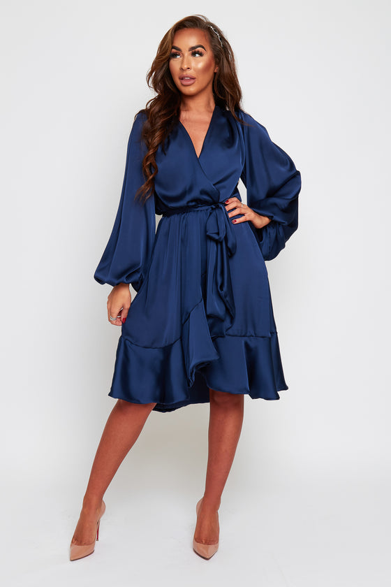 Maya Wrap Style Dress With Frilled Hem