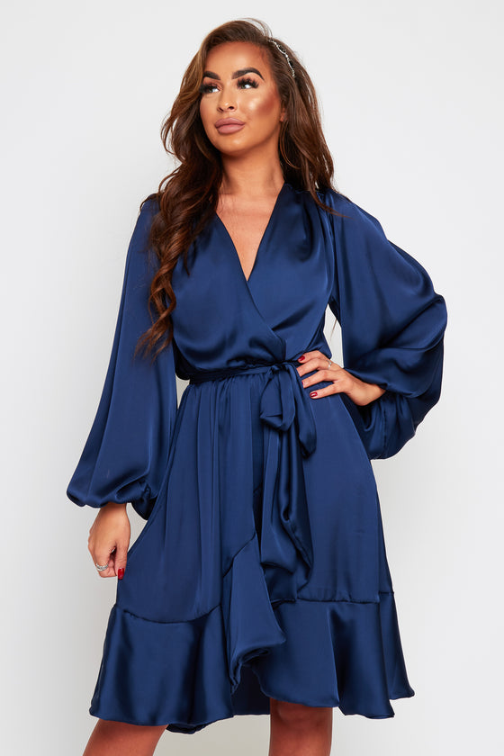 Maya Wrap Style Dress With Frilled Hem