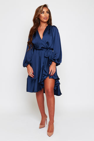 Maya Wrap Style Dress With Frilled Hem