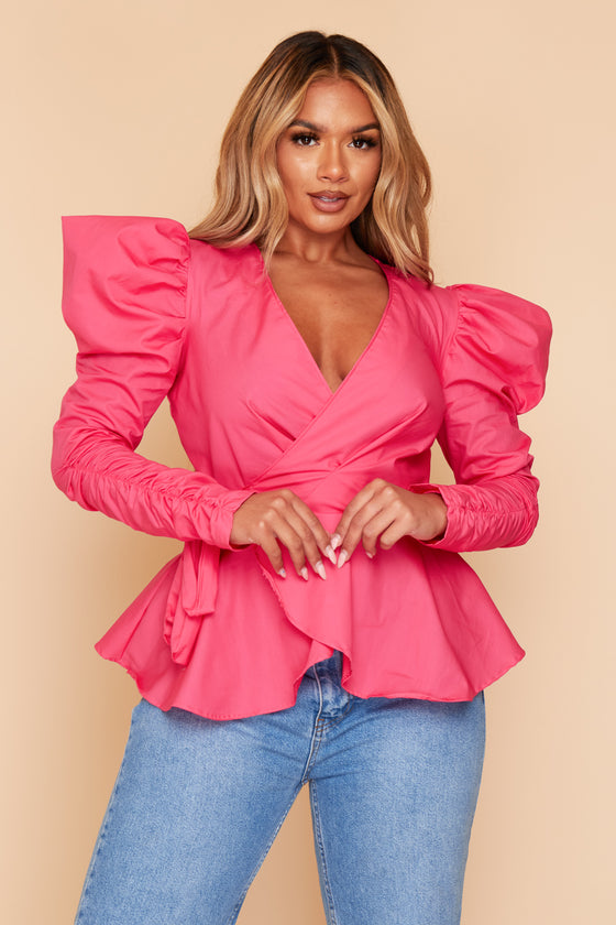 LUCY PEPLUM WRAP TOP