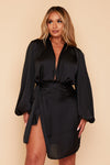 Maria Silky Wrap Top With Oversized Sleeves