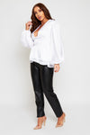 Lily Silk Feel Peplum Top With Oversized Sleeves