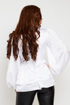 Lily Silk Feel Peplum Top With Oversized Sleeves